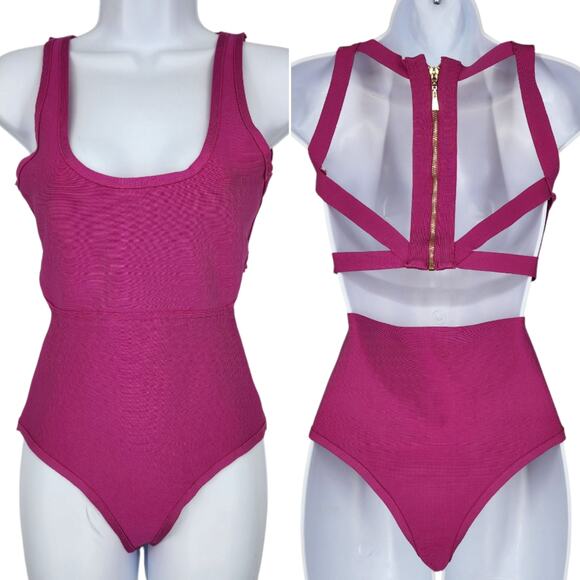NBD x Naven Pippa Magenta Bandage Bodysuit with Cut-Out Waist & Back Small - Picture 11 of 11